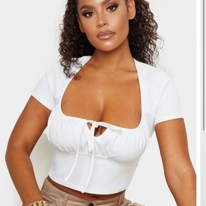 Pretty Little Thing White Crop Top